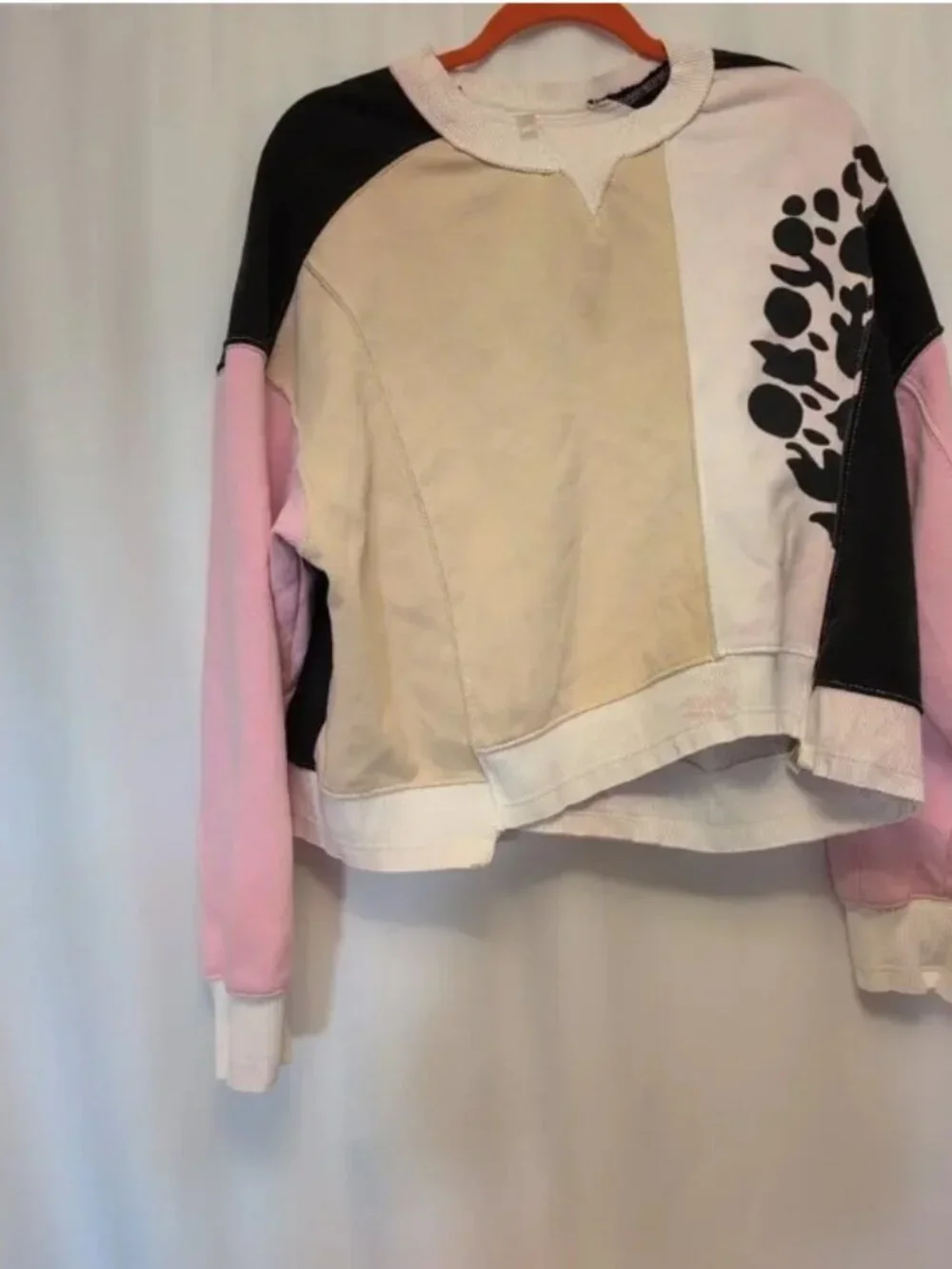 FP Movement Intercept Logo Sweatshirt Size L Colorblock Cropped Pullover - Picture 3 of 7